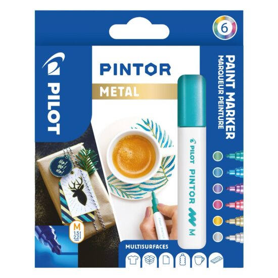 Pilot Paint Marker -  Pintor Medium Metal Mix, 6 kpl
