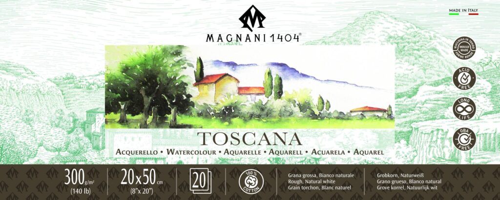 MAGNANI 300g akvarellilehtiö 20x50cm, 20 ark