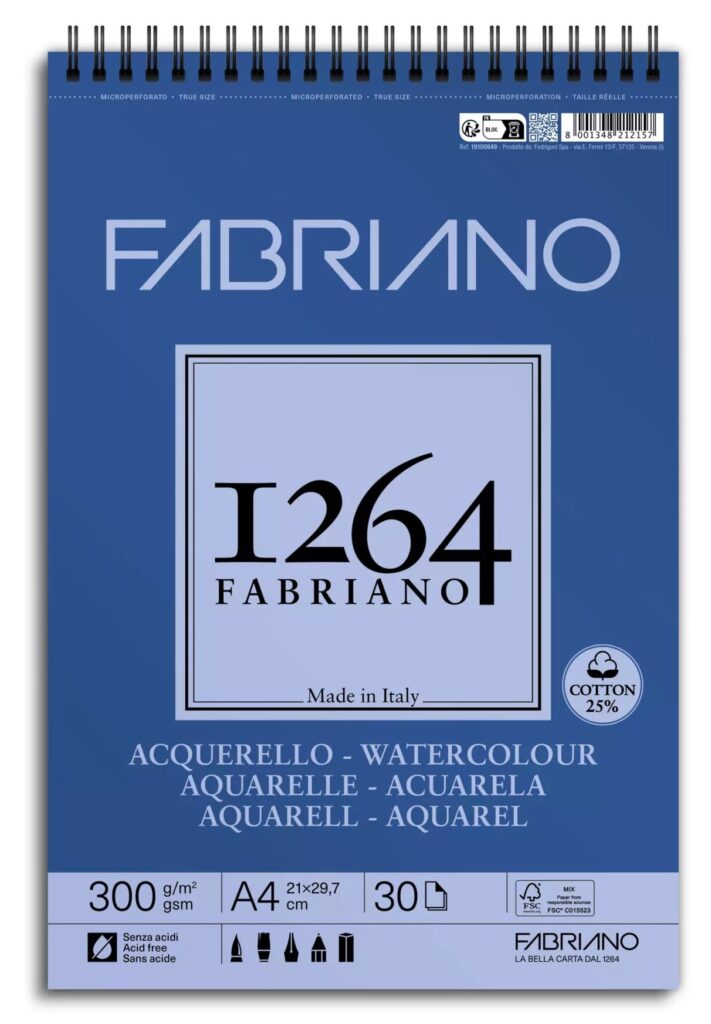 FABRIANO 1264 WATERCOLOUR A4, 300g KIERRELEHTIÖ 30 ARK.