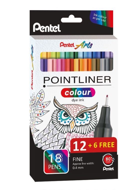 Kuitukynä Pentel Pointliner colour 18kpl